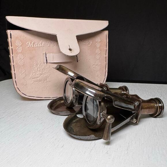 Antique Binocular Brass Maritime Spyglass Scope with case - Picture 1 of 12